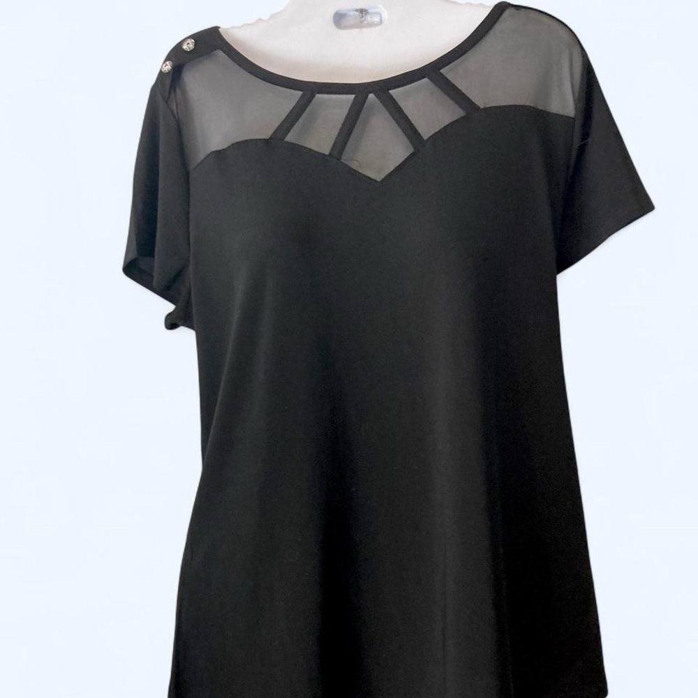 Black Adele & May top with sheer mesh detailing #sheerfashion L